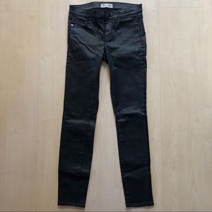 Madewell black coated skinny jeans